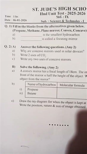 standard 9 science -1 2 nd unit test