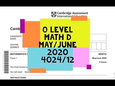 O Level Math D Paper 1 4024/12 May/June 2020