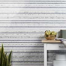 Microsaic Lines Sky Blue Polished Marble Mosaic Tile