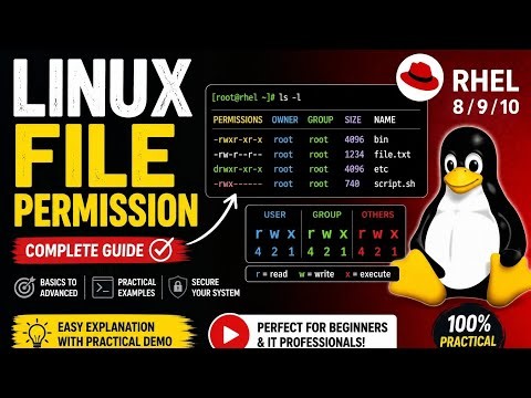 Class : 9 Linux File Permissions in RHEL | Complete Guide (Beginner to Advanced)