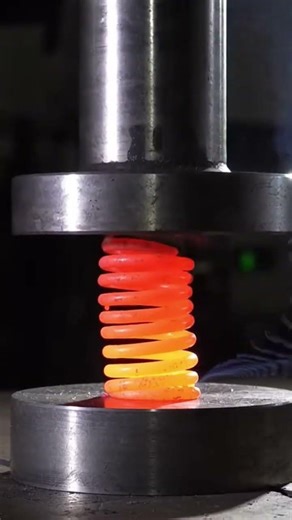 Hydraulic Press vs Red Hot Metal Spring 😱 | Satisfying Melt #shorts