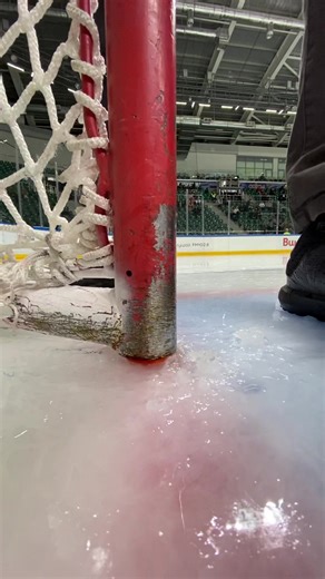 Drilling into Ice Rink: Hockey Goal Net Setup