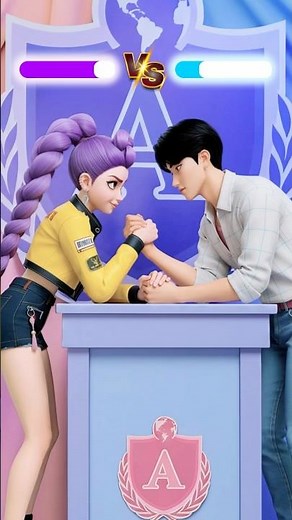 🏆👊🏻HUNTRIX helps RUMI train to win the gold cup in the arm wrestling competition with JINU #kpop