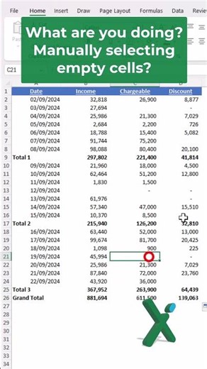 🇺🇸 EXCEL TRICKS: 👦💡 Selecting non-contiguous cells #shorts