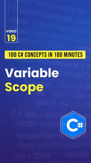 dotnethow on Instagram: "19/100 - C# in 1 Minute: Everything You Need to Know This video explains “Scope,” which determines exactly where your variables can be seen and used. We break down the differences between method scope, block scope (inside curly braces), and top-level scope. Understanding these “rooms” for your variables will help you avoid errors and keep your code much cleaner. Scope determines where variables can be accessed in your code, defining their visibility and lifetime. Don’t f