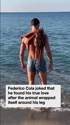 Model attacked by octopus while swimming in sea