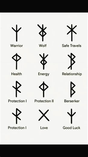 Ancient Norse bind runes for protection and power — every mark here tells a story older than any scripture. Warriors carved these sigils into shields, ships, and skin, believing the runes themselves held divine will. ⚔️✨ Each symbol — from Warrior to Wolf, Love to Protection — was a living prayer, etched between realms to anchor fate and spirit. In ancient Norse bind runes for protection and power, the lines intertwine like threads of destiny — merging man and magic, courage and chaos. They were