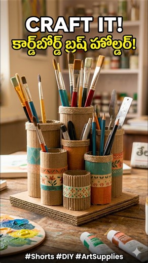 cardboard DIY brush holder #diy #craft #art #ownvoice