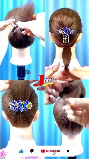 Beautiful Classic Bun with Hair Accessories ✨ Step-by-Step✨😍#hairstyle #hairtutorial #hairstyles
