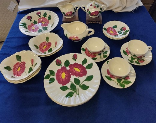 Blue Ridge Southern Pottery Hand Painted Floral Dinnerware Set 19 Pieces Vintage "nocturne" Pattern - Etsy Australia