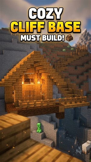 Easy Cozy Mountain Cliff Base You Need in Minecraft 🏔️#minecraft #minecraftshorts #minecraftbuilding