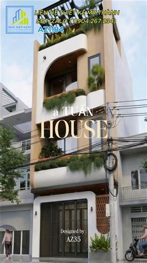 Mẫu nhà phố 4 tầng sang trọng kết hợp cây xanh cực đẹp AZ1184-2#nhadep2026 #nhadep #maunhaphohiendai