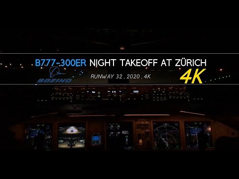 B777 Cockpit View Takeoff at Zurich in 4K - Short Video