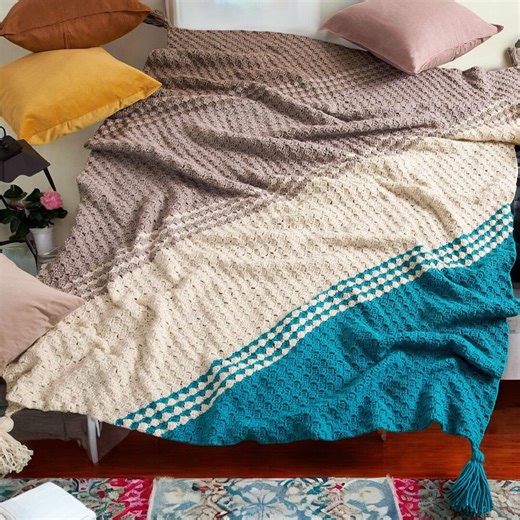 C2C Diagonal Fade Crochet Blanket Pattern PDF Easy Corner to Corner Throw - Etsy