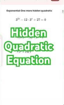 Hidden quadratic exposed in 20 seconds : Math Trick