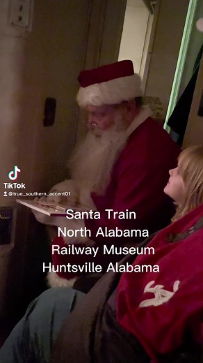 Santa Train 2022. We are in the suite on the train. Santa comes in the room and gives them gifts. North Alabama Railroad Museum in Huntsville Alabama.#santatrain#santa #santaclaus #truesouthernaccent #fyp #foryoupage #foryou #southernaccent #alabamaaccent #huntsvillealabama | True Southern Accent