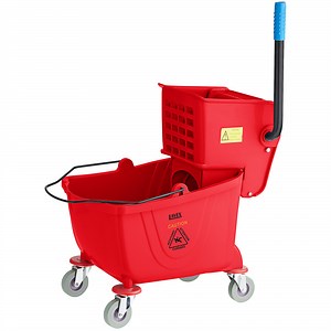 Lavex 26 Qt. Red Mop Bucket and Side Press Wringer Combo