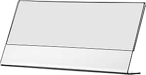 Marketing Holders 2 Pack Acrylic Sign Holder 8.5" x 4" Clear Side Load Horizontal Slant Back Desktop Stand for Certificates Nameplates Product Info Titles and Place Settings