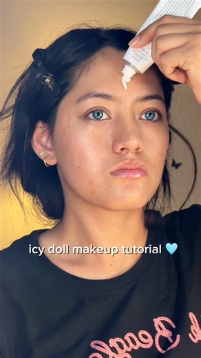 “wait… this makeup made me look like a doll 🩵✨ #makeup #dollmakeup #icyglam”