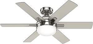 Hunter 44" Brushed Nickel Hardaway Ceiling Fan with LED Light Kit and Handheld Remote