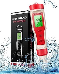 4-in-1 PH Meter, PH Meter for Water, Digital PH Tester 0.01 High Accuracy with 0-14 PH Measurement Range, PH TDS Temperature and EC Water PH Tester with ATC for Household Drinking, Pool and Aquarium