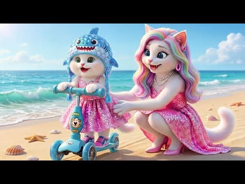 Mama Cat Astronaut In the Ocean Makes Baby Shark Hat for Kitten 🐾🚀🌊 | AI Cat Story