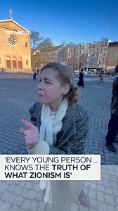 "Every young person right now knows the truth of what Zionism is … You lost!" A pro-Palestinian activist confronted a pro-Israeli woman during a protest in Berlin, Germany, on February 20. | TRT World