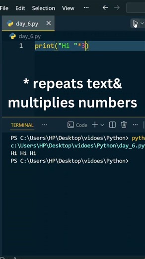 Python Multiplication Operator (*) Explained | Python Day 6 #shorts