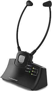 Avantree HT381 - Wireless Earbuds for TV Listening with RF Transmitter, L/R Balance Volume Control Headphones for Seniors & Hard of Hearing, Compatible with TVs with Optical or AUX Audio Output