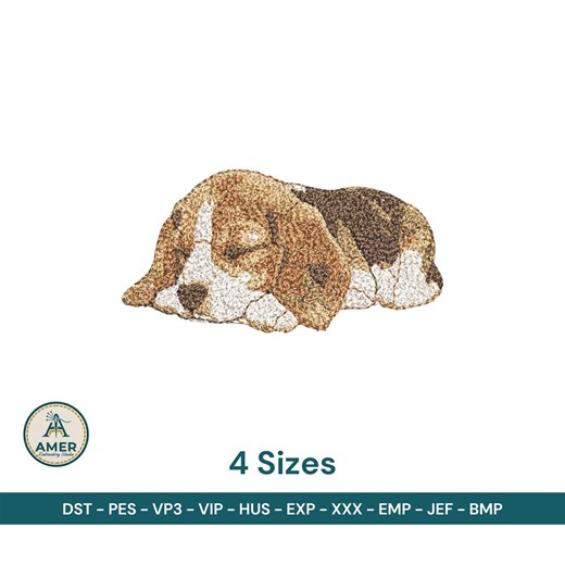 Sleeping Beagle Puppy Embroidery Design, Realistic Dog Machine Embroidery Digital Download, PES DST Jef - Etsy