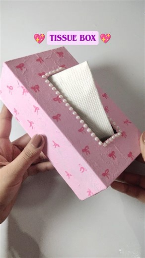 creative_sissy on Instagram: "DIY Tissue Box Holder At Home🌸✨ Handmade tissue box💖 Reuse of old mobile box. Transform an old phone box into a stylish DIY tissue holder using tissue paper, acrylic color, old mobile box, moti!✨ This easy upcycle craft is perfect for room décor, desk décor, and anyone who loves budget-friendly aesthetic projects. Watch how I turn waste into something beautiful with simple materials and a quick step-by-step process. If you enjoy creative recycling and aesthetic DI