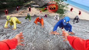 465K views · 7.7K reactions | 8 Spider-Man Team vs TREASURE SERBIAN Lady Game on Abandoned Beach !! ( Scary Mystery Action POV ) | FLife Funny Vlogs | Facebook