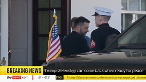 BREAKING: Zelenskyy has left the White House after his fiery meeting with Trump. The two leaders were expected to hold a news conference this evening, which has now been cancelled. Mark Stone is live from the White House with the latest 👇 https://trib.al/M7Vp9GI | Sky News
