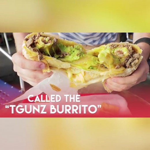33K views · 235 reactions | TGUNZ BURRITO California burrtito is filled with toquitos, wrapped in a quesadilla and it's as big as a forearm! 襤勞 | Foodbeast | Facebook