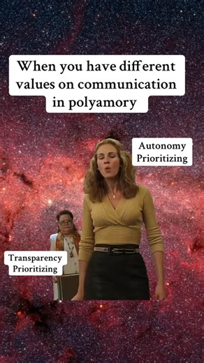 Decolonizing Love on Instagram: "A transparency-prioritizing polyamorist often sees open, proactive, radically honest communication as essential to maintaining trust and security. For them, transparency acts as a safeguard against the unexpected, helping them feel secure in their connections. The need for transparency stems from a belief that clear and honest dialogue strengthens relationships by ensuring everyone is on the same page. Autonomy-prioritizing polyamorists, on the other hand, may st