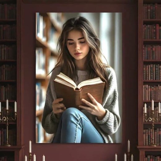 16K HD Reflection and Quiet Time Poster Wall Art Book Lover Library Decor High Quality Poster P...