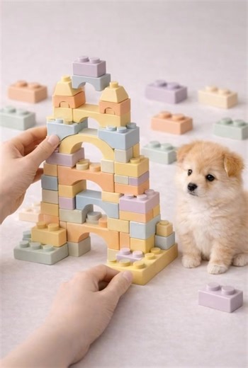 Soft colors. Quiet moments. Building calm, one block at a time. 🌿🐶 A little calm goes a long way 🤍 follow EcoSkill for calm, creative play. #PastelCalm #CalmPlay #SoftBuilding #MindfulKids #EcoSkill