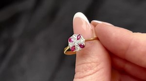 Antique Art Deco Ruby Diamond Cluster Ring - Etsy