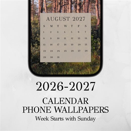 2026 2027 Phone Calendar Wallpaper Set | Monthly Lock Screen Backgrounds, Nature Calendar JPG, iPhone Android Digital Download - Etsy Canada