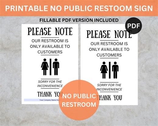 A4 No Public Restroom Sign, Toilet for Customers Only - Printable PDF - Etsy