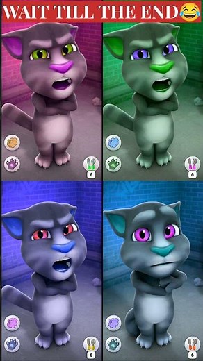Talking Tom Cat Funny Four Multicolored Tom Gameplay #talkingtom #funny #shorts