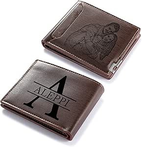 Custom Wallets for Men Personalized Gifts for Men Dad Boyfriend Personalized Wallets for Men Engraved Photo Leather Wallets (Style 5)