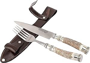 Knife & Fork Set with deer handle traditional made in Argentina Gaucho knife Steak Sets