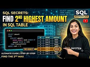 SQL Interview Question for Data Analysts & Data Engineers 🔥 | 2nd Highest Amount