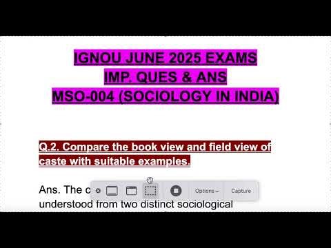 MSO-004 IGNOU JUNE 2025 EXAM IMPORTANT QUES & ANS Book view & field view of caste with examples