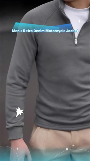 Men's Retro Denim Motorcycle Jacket for Casual Style