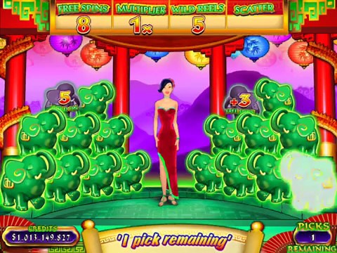 JADE ELEPHANT Video Slot Casino Game with a RETRIGGERED FREE SPIN BONUS