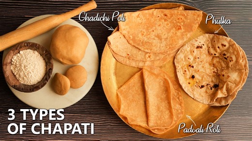 3 types of chapati ghadichi poli padvali roti phulka