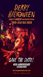 Add visiting the #HomeofHalloween to your 2026 bucket list! 📅 𝐒𝐚𝐯𝐞 𝐭𝐡𝐞 𝐝𝐚𝐭𝐞 and join us for the 𝟒𝟎𝐭𝐡 𝐀𝐧𝐧𝐢𝐯𝐞𝐫𝐬𝐚𝐫𝐲 at #derryhalloween Wed 28th - Sat 31st Oct 2026 Book now! Visit www.derryhalloween.com #DerryHalloween #HomeOfHalloween #DiscoverNI #embraceagantspirit #halloween #bucketlist | Derry Halloween