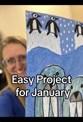 A simple January project for K–2 ❄️ Blue construction paper oil pastels 2 days. Low prep. High engagement. Perfect for winter themes, texture practice, and easing back after break 💙 Comment “PASTELS” if you want the steps or save this for later! #teachersoftiktok #artteacher #elementaryart #kindergarten #happynewyear